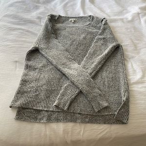 rag poets grey sweater - woven sleeve